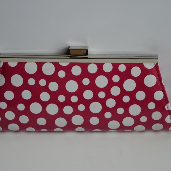 Neiman Marcus Polka Dot Clutch with Shoulder Chain - Picture 2 of 8